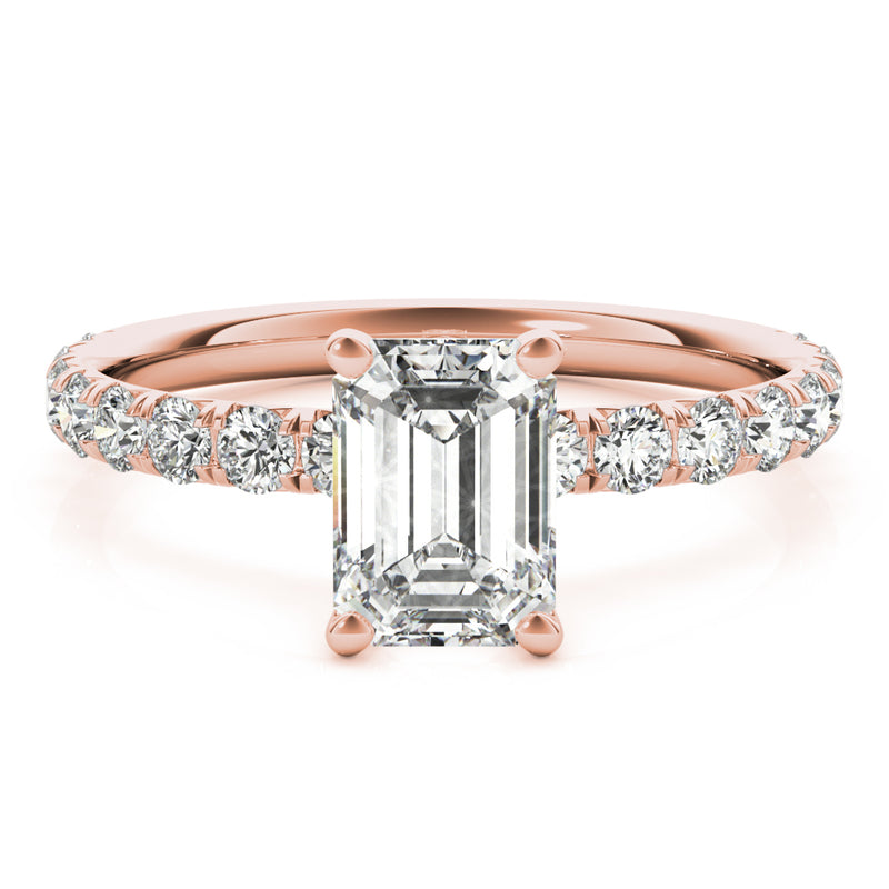 Single Row For Emerald Cut Center Engagement Ring (51149-E)