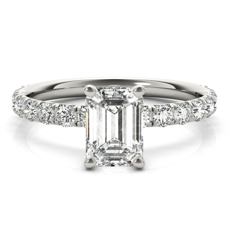 Single Row For Emerald Cut Center Engagement Ring (51149-E)