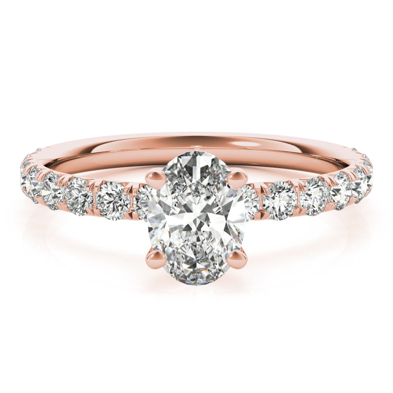 Single Row For Oval Center Engagement Ring (51151-E)