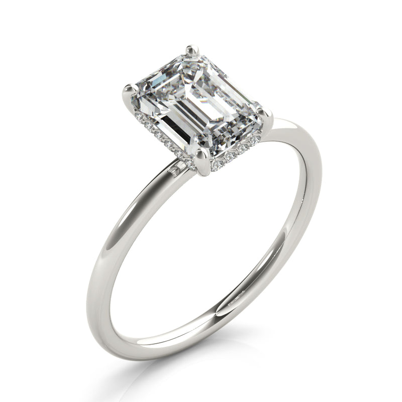 Emerald Cut Center Engagement Ring - alt view
