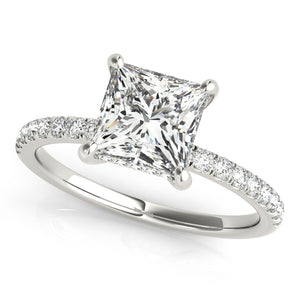 Square Single Row Princess Cut Engagement Ring