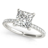 Square Single Row Princess Cut Engagement Ring