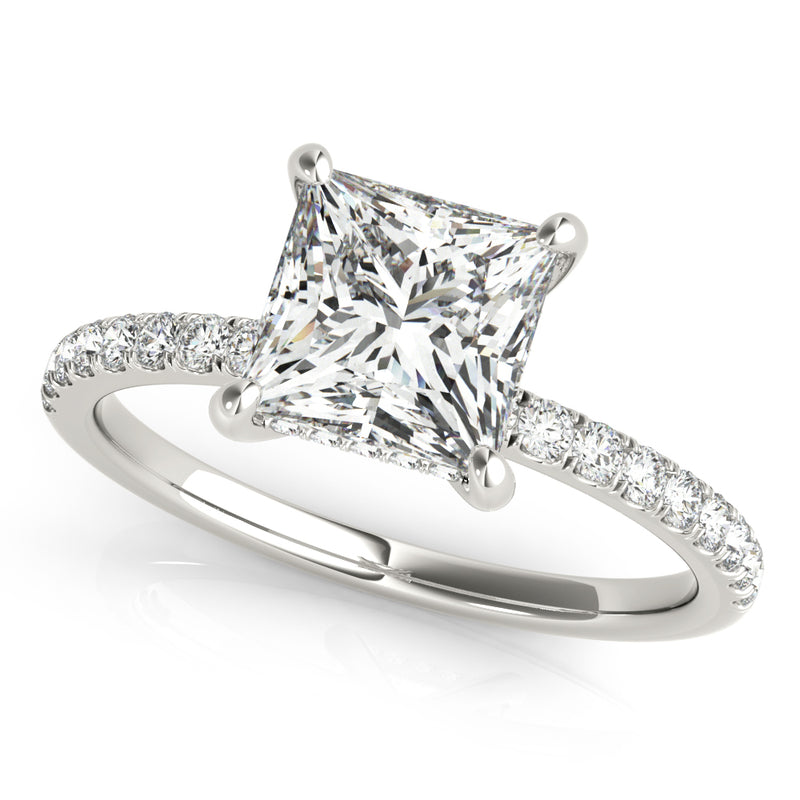 Square Single Row Princess Cut Engagement Ring