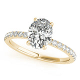 Single-Row Emerald Cut Center Engagement Ring