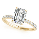 Single Row Emerald Cut Center Engagement Ring (51163-E)