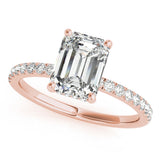 Single Row Emerald Cut Center Engagement Ring (51163-E)
