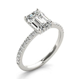 Single Row Emerald Cut Center Engagement Ring (51163-E)