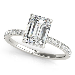 Single Row Emerald Cut Center Engagement Ring (51163-E)