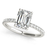 Single Row Emerald Cut Center Engagement Ring (51163-E)