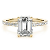 Single Row Emerald Cut Center Engagement Ring (51163-E)