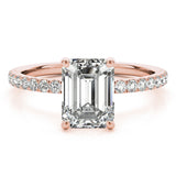 Single Row Emerald Cut Center Engagement Ring (51163-E)
