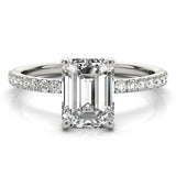 Single Row Emerald Cut Center Engagement Ring (51163-E)