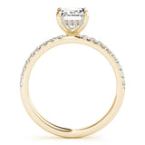 Single Row Emerald Cut Center Engagement Ring (51163-E)