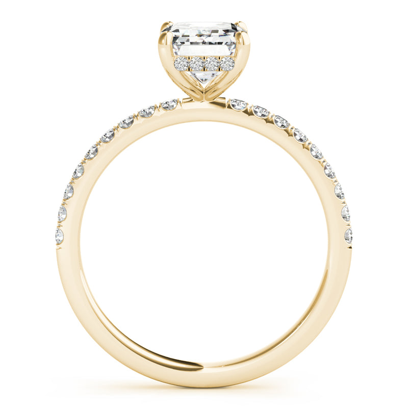 Single Row Emerald Cut Center Engagement Ring (51163-E)