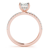 Single Row Emerald Cut Center Engagement Ring (51163-E)