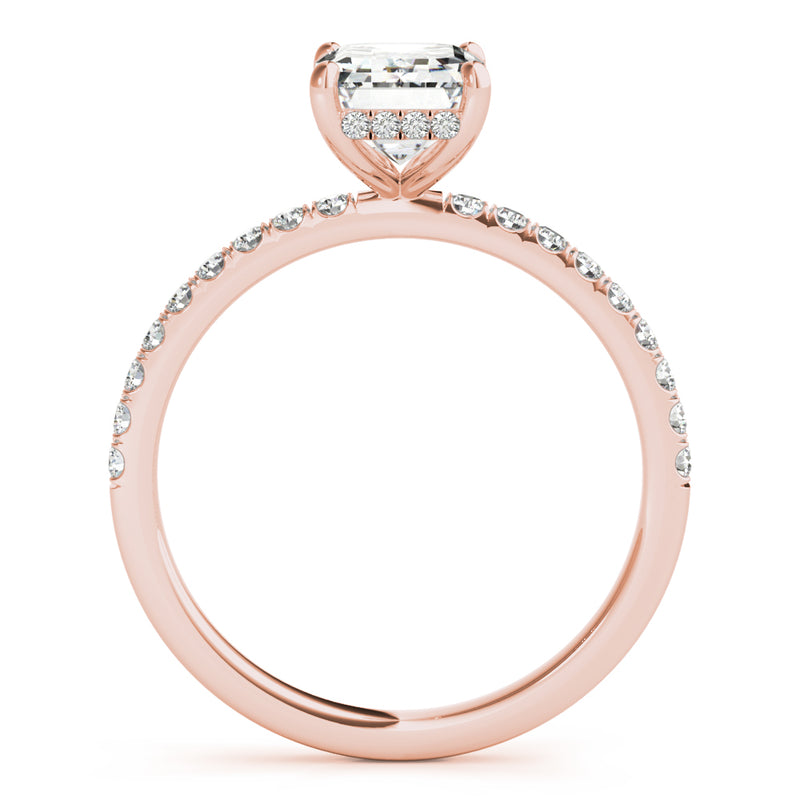 Single Row Emerald Cut Center Engagement Ring (51163-E)