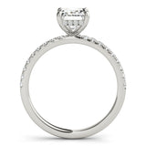 Single Row Emerald Cut Center Engagement Ring (51163-E)