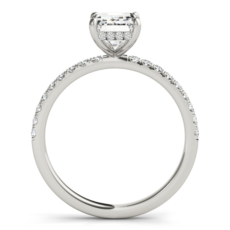 Single Row Emerald Cut Center Engagement Ring (51163-E)