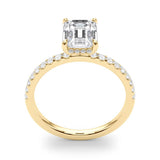 Single Row Emerald Cut Center Engagement Ring (51163-E)