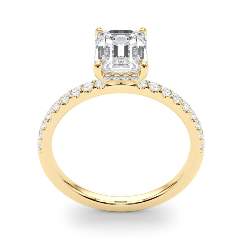 Single Row Emerald Cut Center Engagement Ring (51163-E)