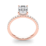 Single Row Emerald Cut Center Engagement Ring (51163-E)