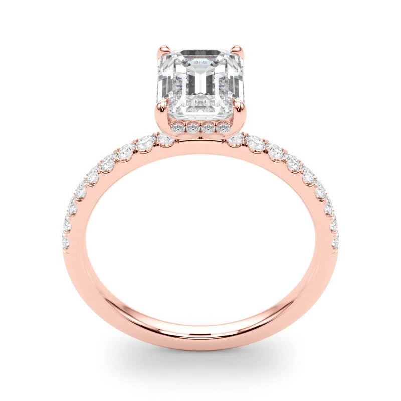 Single Row Emerald Cut Center Engagement Ring (51163-E)