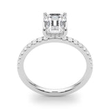 Single Row Emerald Cut Center Engagement Ring (51163-E)