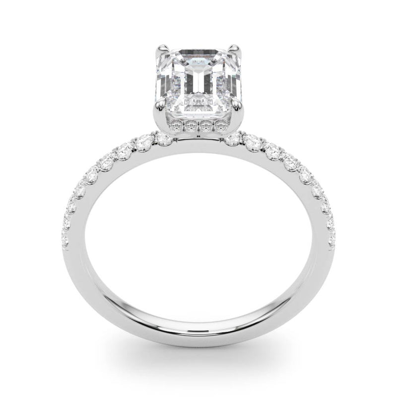 Single Row Emerald Cut Center Engagement Ring (51163-E)