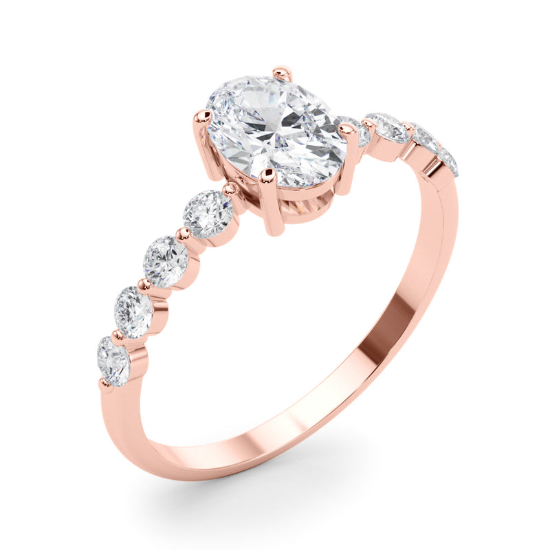 Oval Single Row Shared Pr Eng Ring Engagement Ring (51206-E)