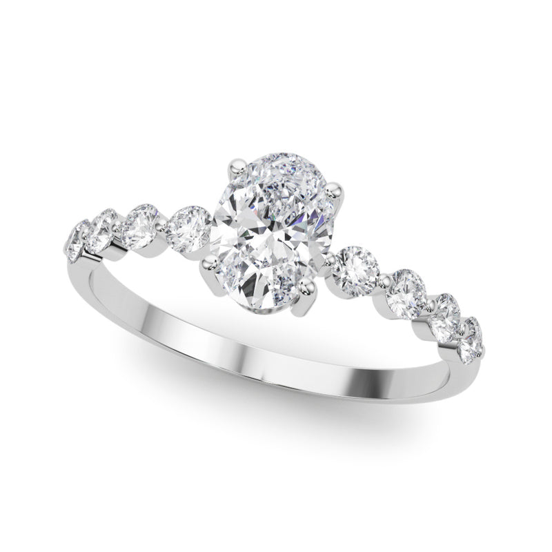 Oval Single Row Shared Pr Eng Ring Engagement Ring (51206-E)
