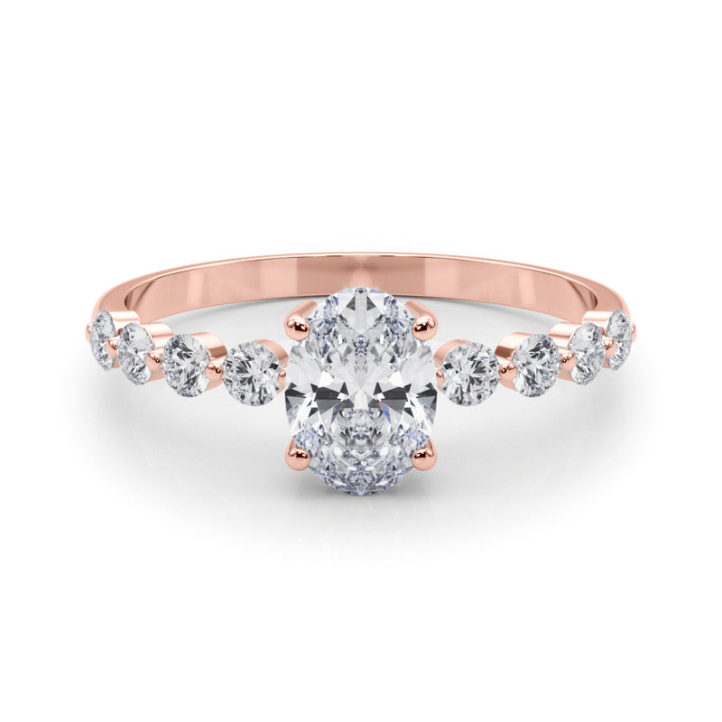 Oval Single Row Shared Pr Eng Ring Engagement Ring (51206-E)