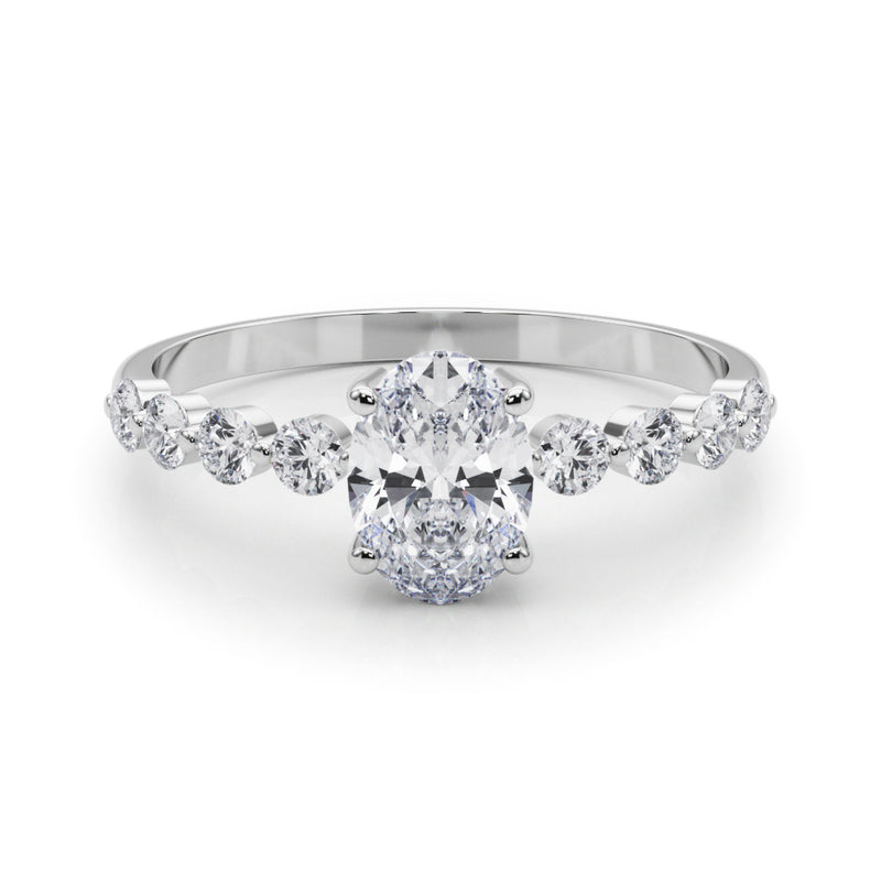 Oval Single Row Shared Pr Eng Ring Engagement Ring (51206-E)