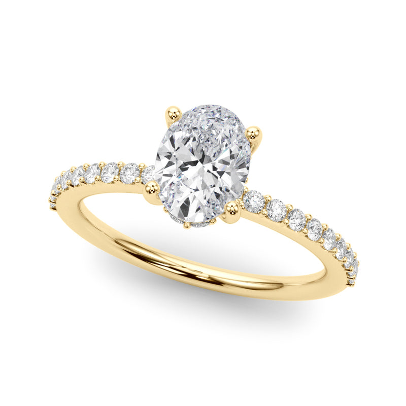 Hidden Halo Ov Single Row Engagement Ring (51208-E)