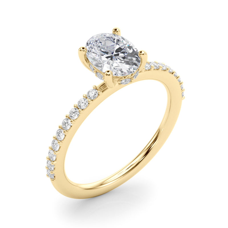 Hidden Halo Ov Single Row Engagement Ring (51208-E)