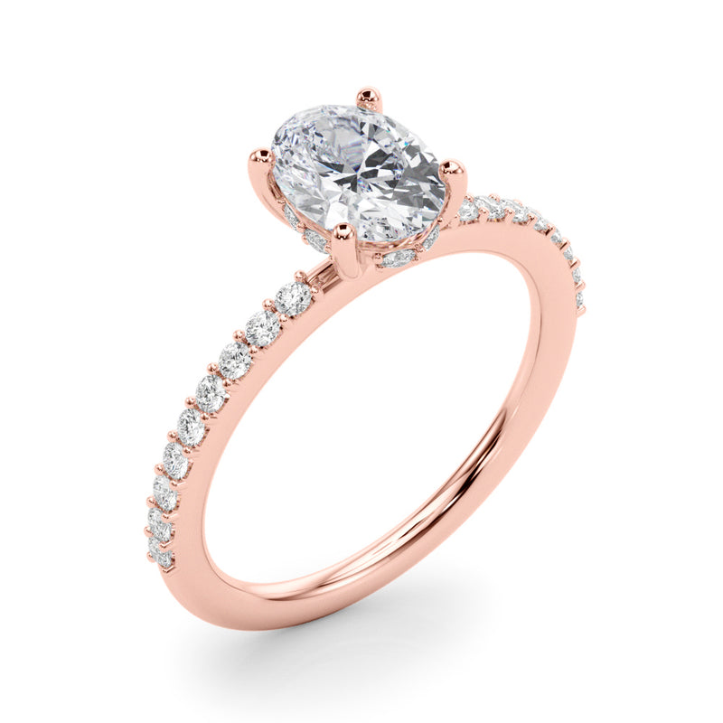 Hidden Halo Ov Single Row Engagement Ring (51208-E)