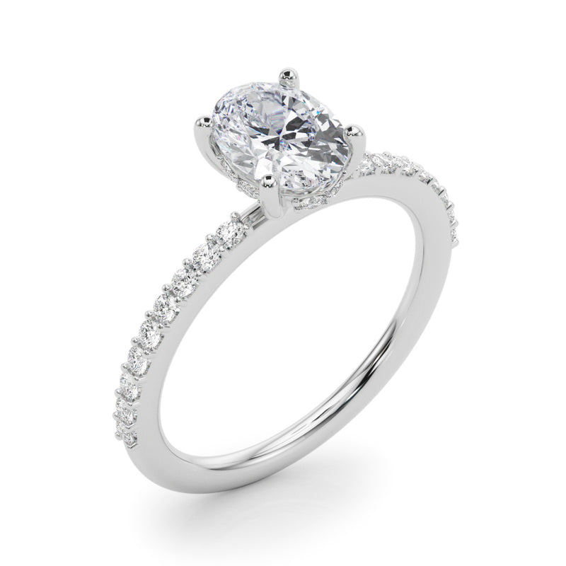 Hidden Halo Ov Single Row Engagement Ring (51208-E)