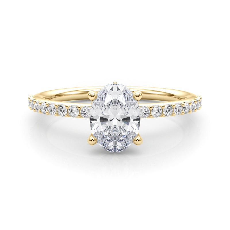 Hidden Halo Ov Single Row Engagement Ring (51208-E)