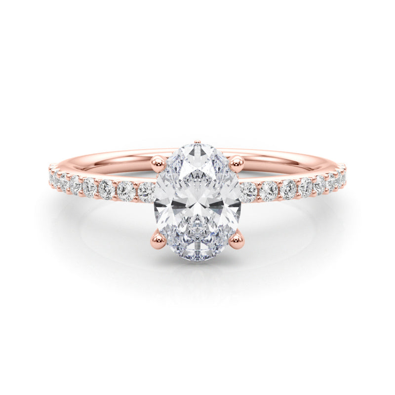 Hidden Halo Ov Single Row Engagement Ring (51208-E)