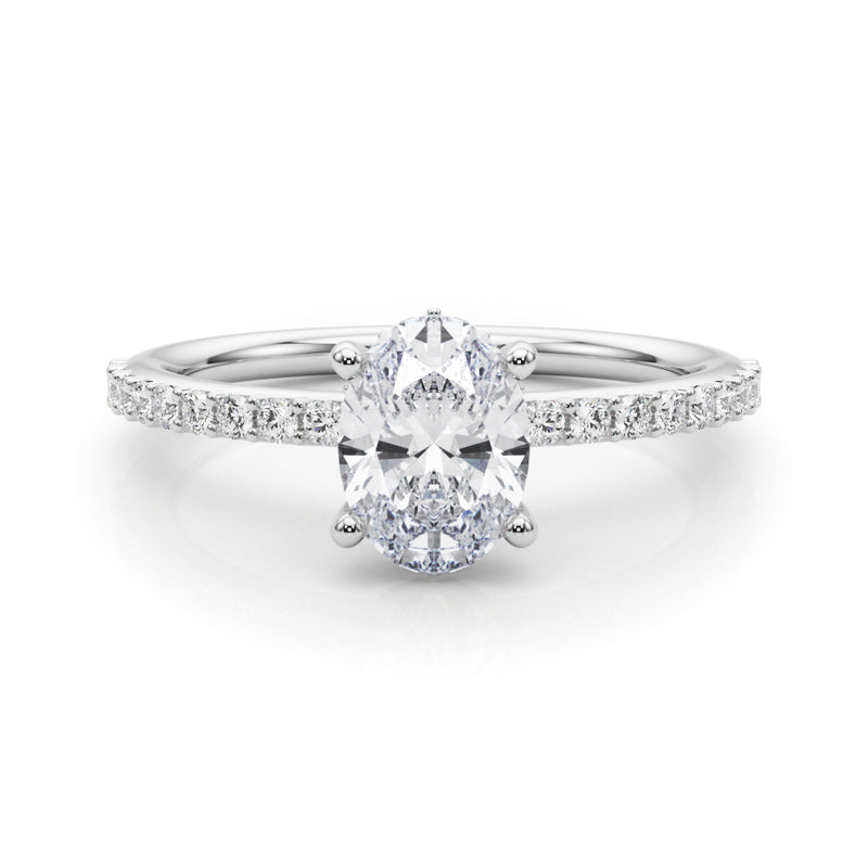 Hidden Halo Ov Single Row Engagement Ring (51208-E)
