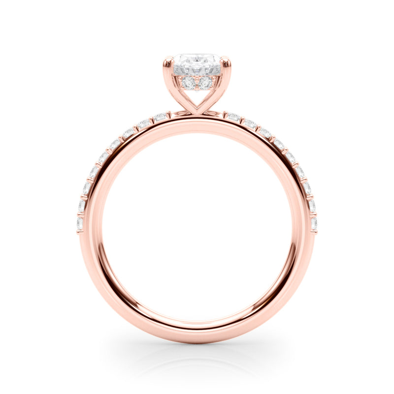Hidden Halo Ov Single Row Engagement Ring (51208-E)
