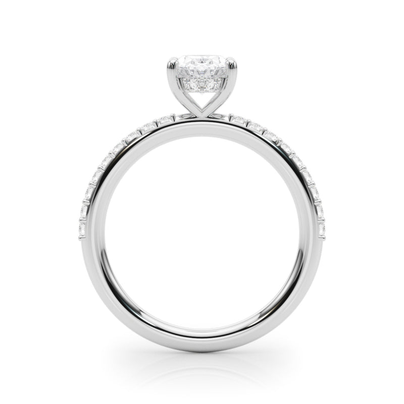 Hidden Halo Ov Single Row Engagement Ring (51208-E)