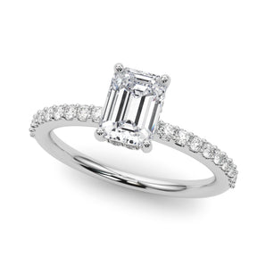 Emerald Hidden Halo Ec Single Row Shared Pr Engagement Ring