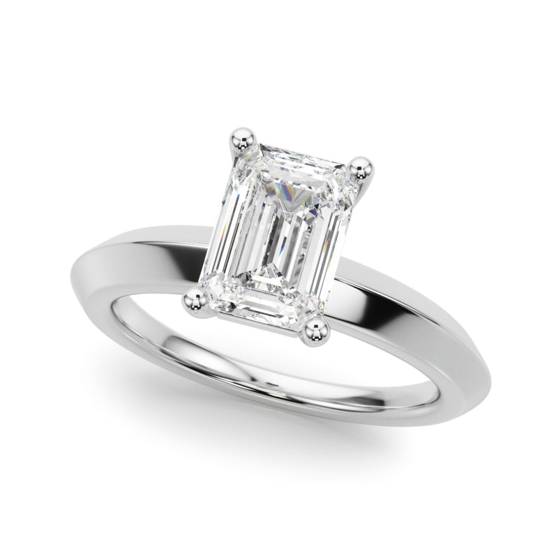 Emerald Knife Edge Solitaire Eng Ring Engagement Ring