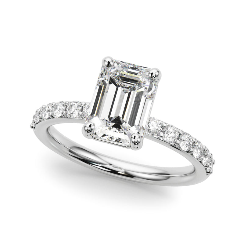 Emerald Ec Single Row Engagement Engagement Ring