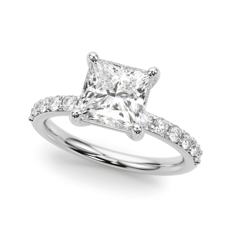 Square Pc Single Row Engagement Engagement Ring