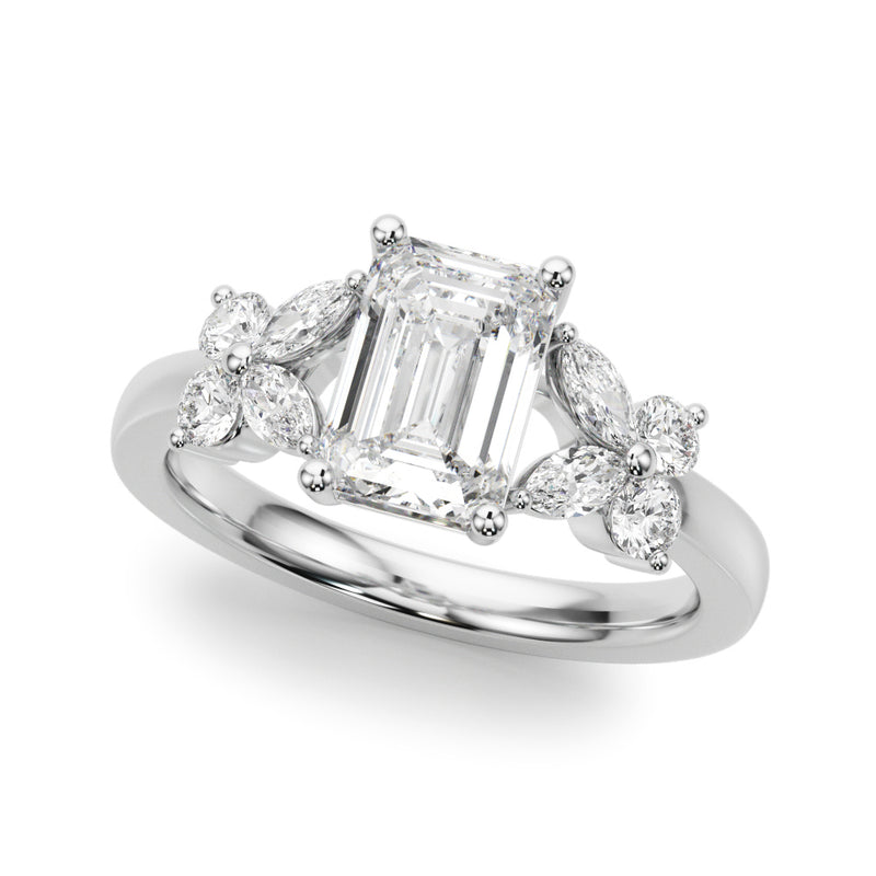 Emerald Ec Rd Sides Engagement Ring