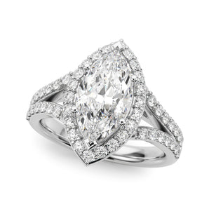 Marquise Halo Split Shank Engagement Ring (51289-E)