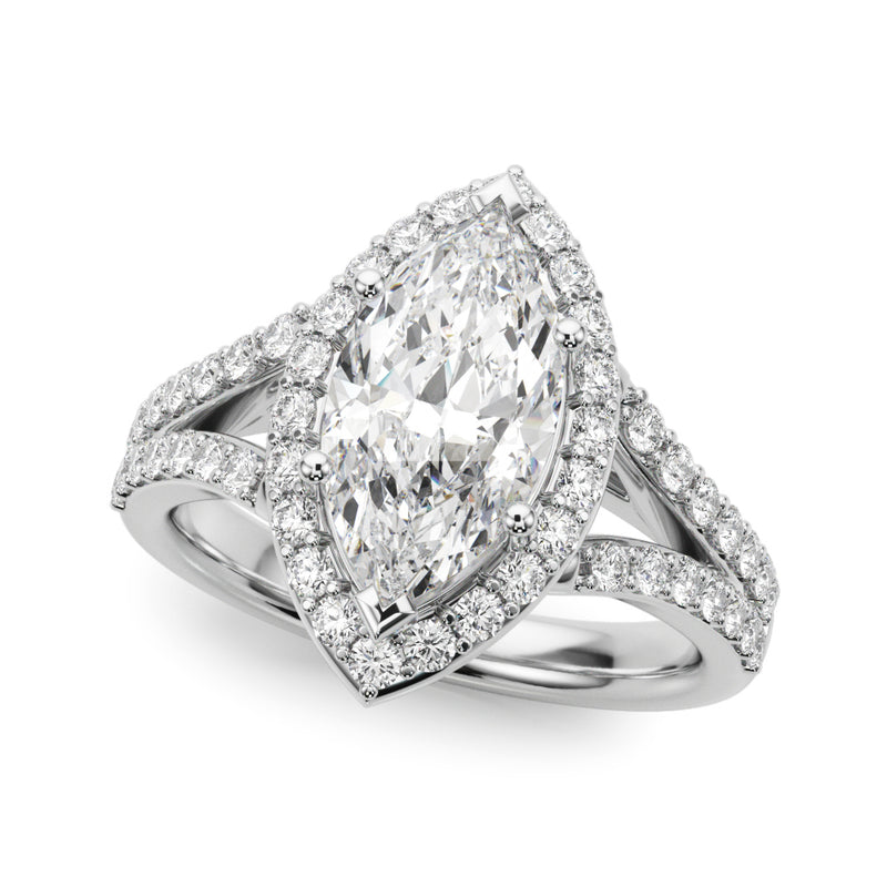 Marquise Halo Split Shank Engagement Ring (51289-E)