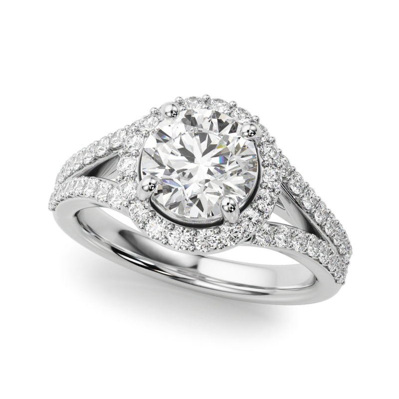 Round Halo Rd Split Shank Engagement Ring