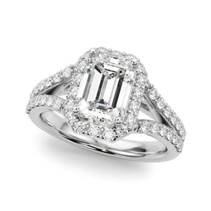 Emerald Halo Ec Split Shank Engagement Ring